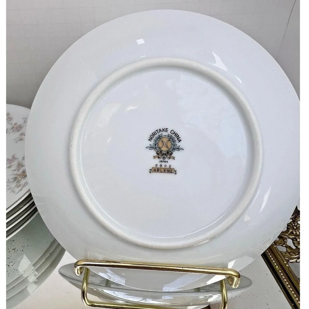 Bread Plates Noritake Arlene 5802 Platinum Trim Floral Japan Vintage Set of 5